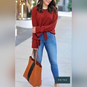 MADEWELL Tie-Cuff Pullover Sweater SIZE M